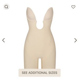 SKIMS Deep Plunge Shapewear Mid Thigh Body Suit in Sand Color Size is X-Large